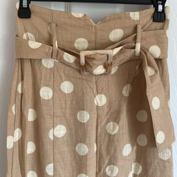 NWT Zara Linen Blend Polka Dot Midi Skirt w/ Slit - Picture 2 of 7